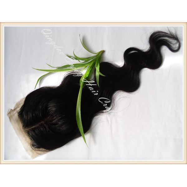 Silk top closure 4''x4'' peruvian virgin hair natural color,body wave 10''-24''middle part