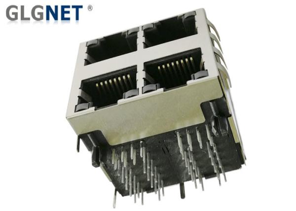 Magnetic RJ45 Connector  2x2 Ports RJ45 Jack with Integrated Transformer LEDs Available