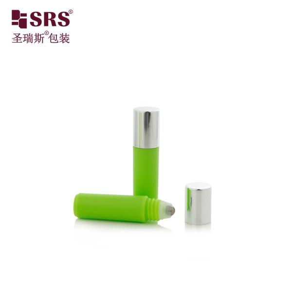 RPA-2ml Opaque Green Custom Color Plastic Bottle With Aluminum Screw Cap Logo Printed Roll on Bottle Sample Packaging