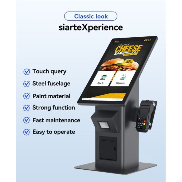 Windows 23.6 Inch Touch Screen Restaurant Self Ordering Kiosk Payment Order Gift Card Kiosk for Restaurant with Printer Scanner