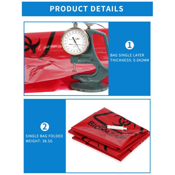 Красная толщина переход образца 39 микронов кладет Biohazard в мешки больницы