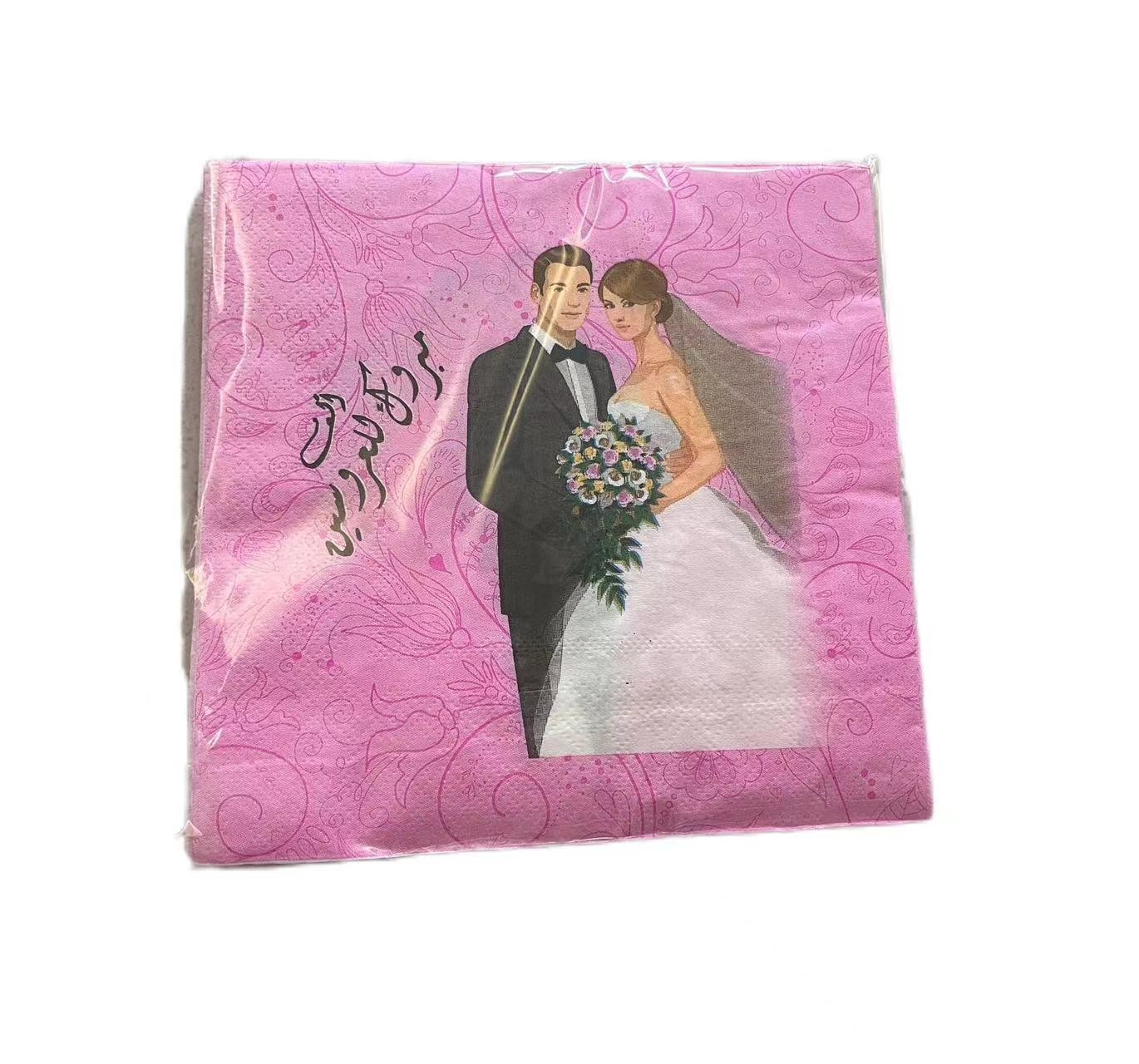 Custom Floral Print Disposable Salmon Color Decoupage Paper Napkins for Home Supplies