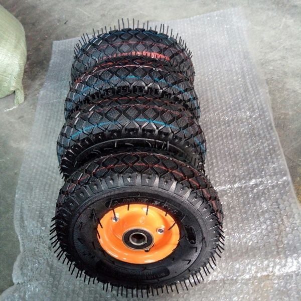 10 Inch Pneumatic Trolley Wheels 350 4  6PR Rubber Pneumatic Wheels For Garden