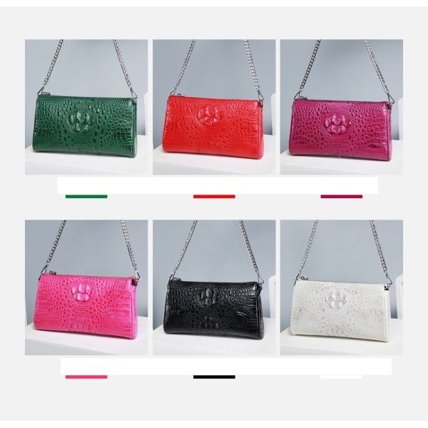 Genuine Alligator Leather Female Flap Bag Lady Small Purse Authentic Crocodile Skin Two Straps Women Single Shoulder Bag