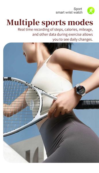 Reloj inteligente V85 Fashion para mujer, pantalla AMOLED delgada, llamada BT, monitor de muñeca, rastreador de actividad física