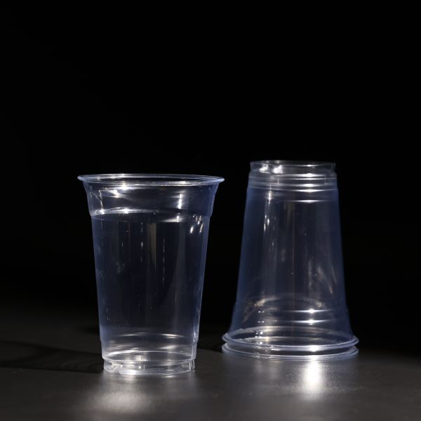 Customizable Clear Plastic Drinking Cup , Disposable PET Cup With Lid For Boba Tea