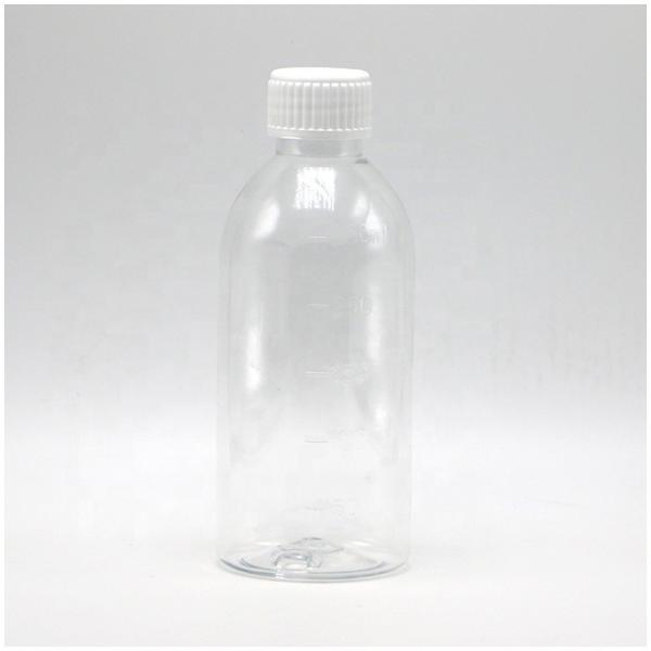250ml Round Amber Prescription Pharmacy PET Liquid Medicine Scaled Container with Lid