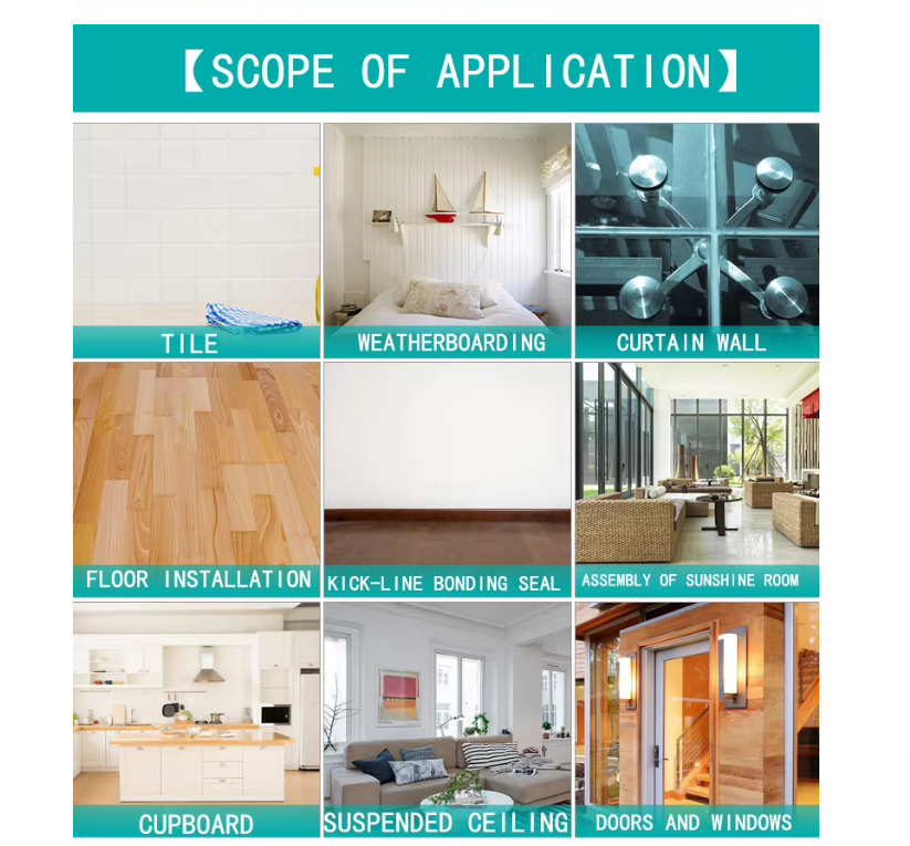 Clear Acetic Cure Silicone Sealant 300ml Glass Aluminum Kitchen Bathroom