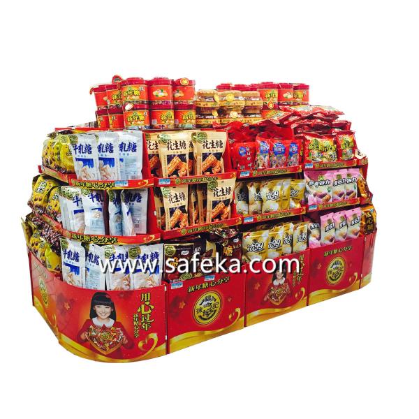 Walmart Corrugated Retail Floor Displays,Supermarket Happy New Year Gift Sets Displays