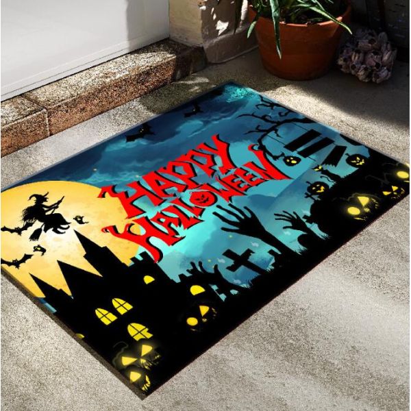 Halloween Day Special Door Floor Carpet Rug Crystal Velvet Rectangle Household Decoration