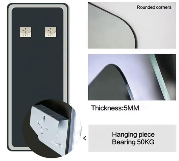 Decorative Full Length Mirror With LED Lights , Dimmable LED Smart Bathroom Mirror