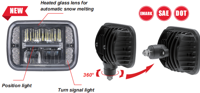 Черного 6000K SAE 5 x 7 СИД снега плужка луч фар 30W высокий
