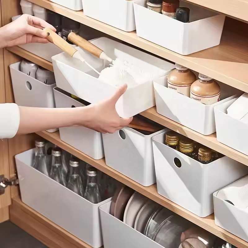 2025 Popular Multifunctional Single-layer Plastic Kitchen Portable Waterproof Durable Bedroom Household Cabinet Storage Box