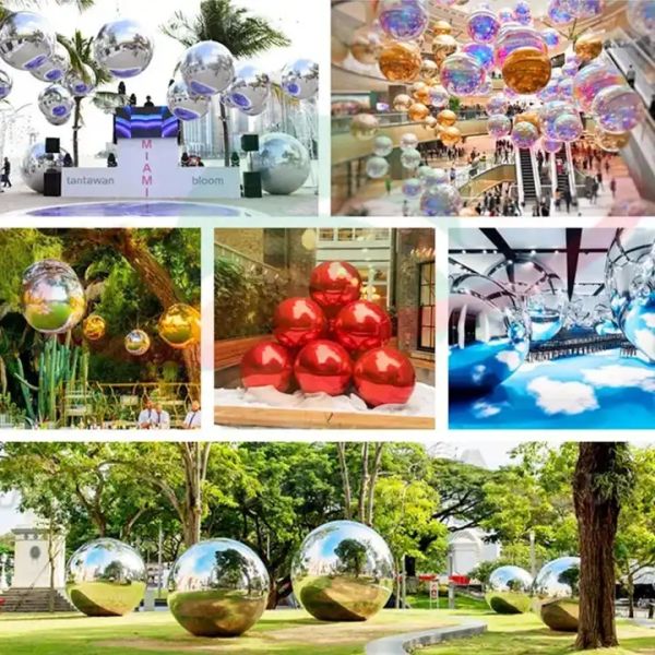 Домашнее украшение 100 см Лазерное серебро ПВХ мяч вешающий материал Прозрачные рождественские дискотеки зеркальные шары