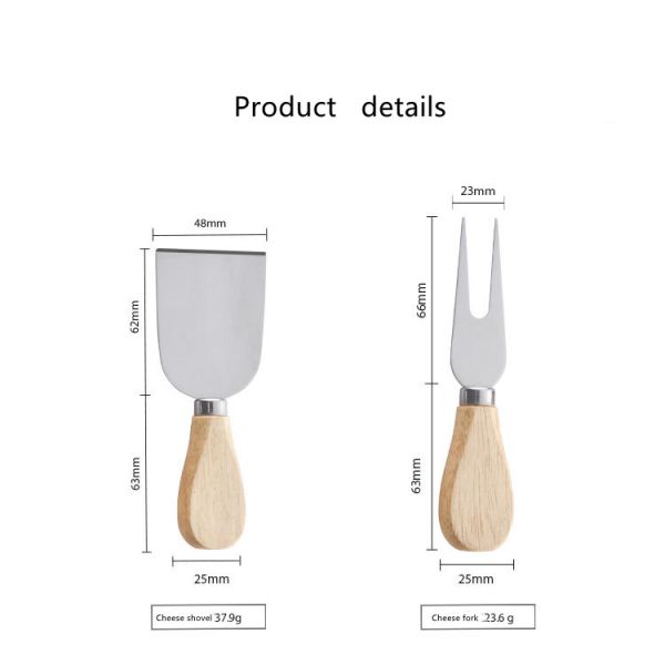 Oak Handle Stainless Steel Cheese Knife Set Kitchen Cake Knife And Spatula Set