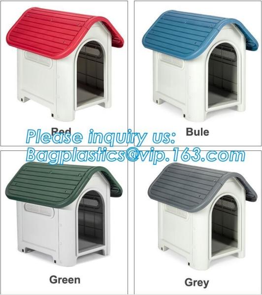 Large Plastic Dog House Outdoor Indoor Doghouse Puppy Shelter Water Resistant Easy Assembly Sturdy Dog Kennel