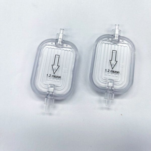 Filtro IV em linha com PES-pp hidrófilo de 1,2 μm e PTFE hidrofóbico de 0,45 μm