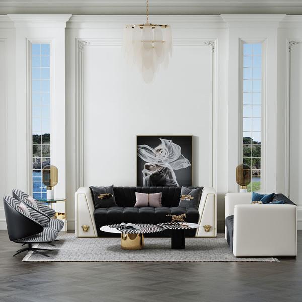 Light Luxury Zebra Stripes Steel Coffee Table Set H45cm Round Stylish