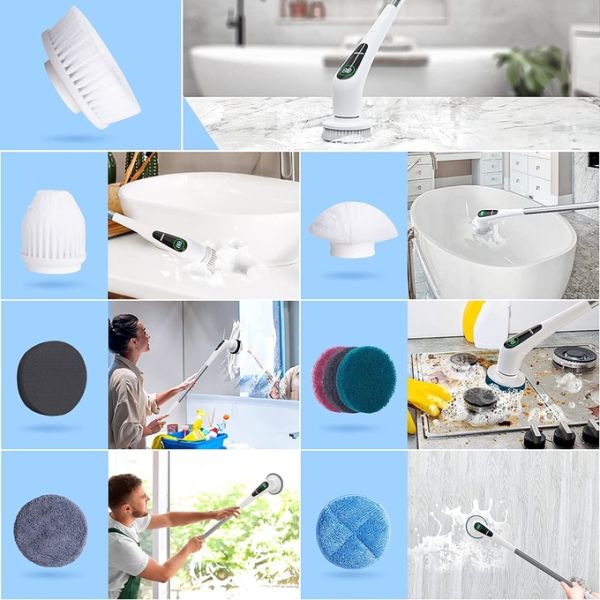 Заменяемая вращающаяся ванная крутящаяся щетка чистильщик 8 голов