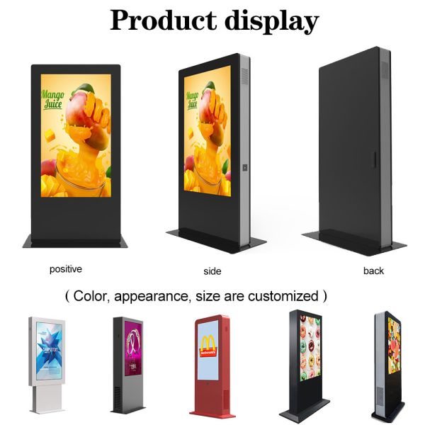 VETO OEM 43 55 pouces IP65 extérieur plancher debout Kiosque étanche LCD publicité écran tactile