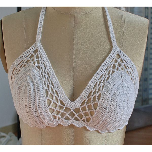 summer sexy cotton handmade crochet bikini bra candy swimwear top beachwear top string bra camisole underwear
