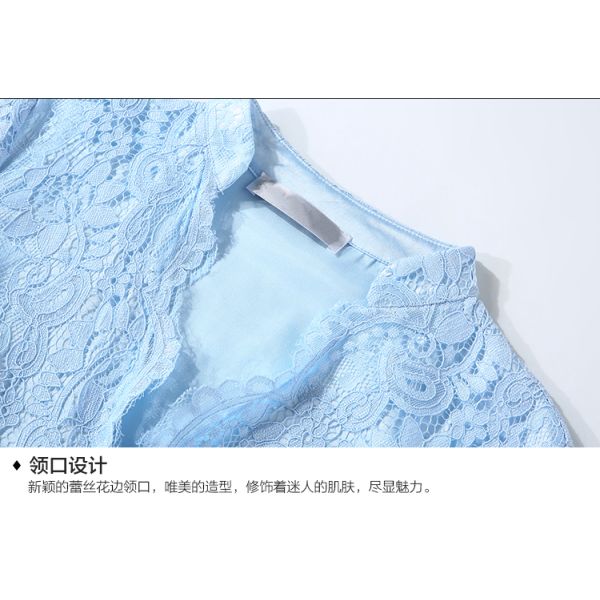 Black wholesale Belted Lace Dress for Women Clothing with zipper