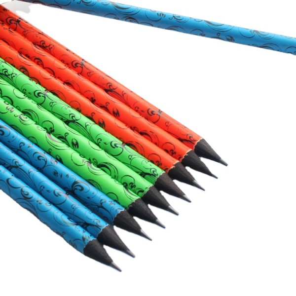 Presharpened 12pcs graphite pencil close top heat transfer black HB wood pencil