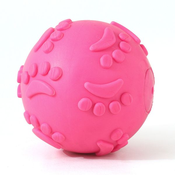 Pet Toy Ball with Paw Prints - Interactive Dog Chew Toy with Squeaker
