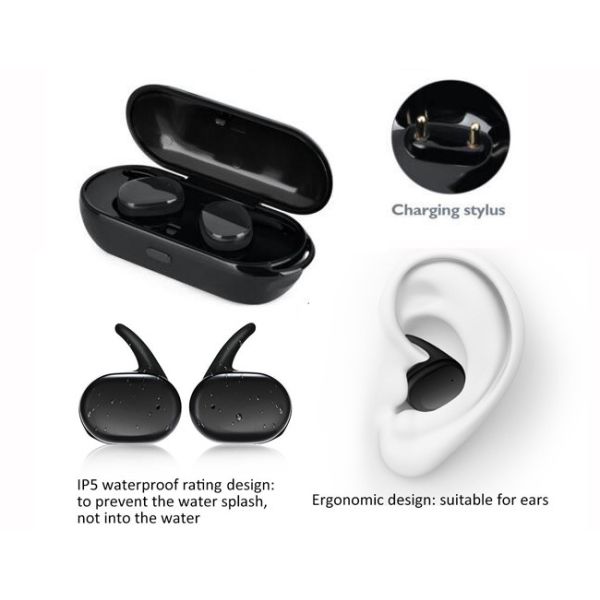 50mAh Battery TWS Bluetooth Earphone Stereo Headphones Headset IPX5 Waterproof