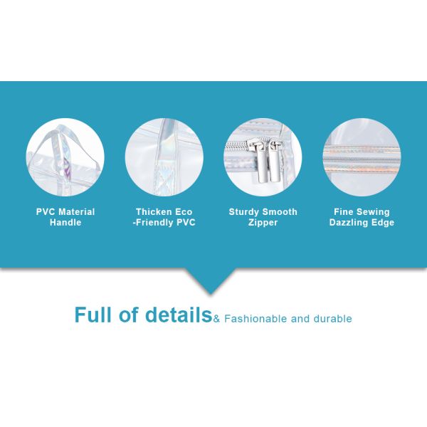 PVC Travel Makeup Toiletry Storage Bag, Large Capacity Tote Bag, Cosmetic Clothes Organizer Bag