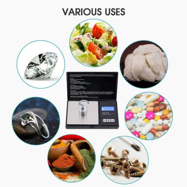 Balance de cuisine noire modèle Original Diamond 500, balance de poche numérique pour bijoux et aliments, 200g 0,01g, dorée avec pile