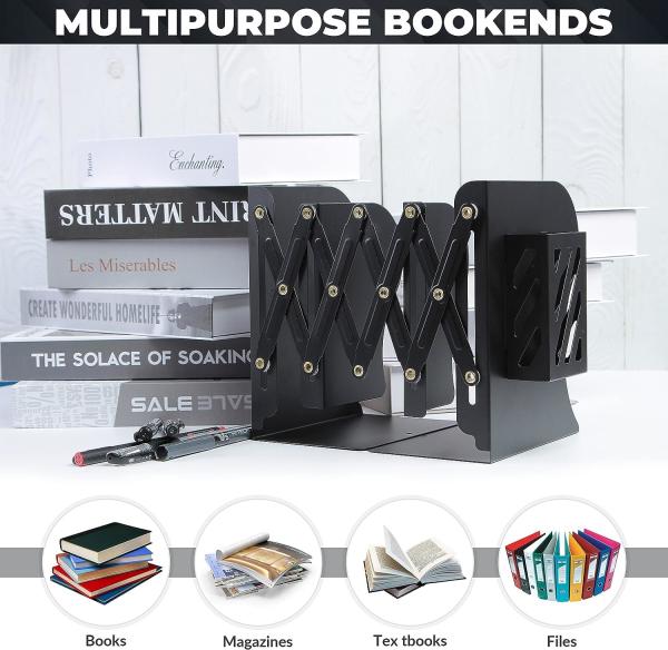 20 polegadas ajustável Revista de escritório Organizador de arquivos Portador Bookends de metal para livros de escritório Papéis