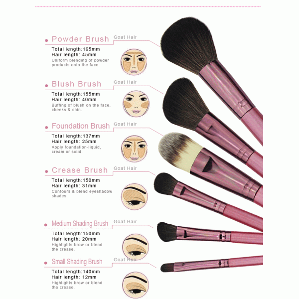 Pink Professional Makeup Brush Set Include Wooden Handle Aluminum Ferrule