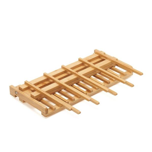 Collapsible Kitchen Shelf Organizer Bamboo Drying Dish Rack For Cup Glass Bottle