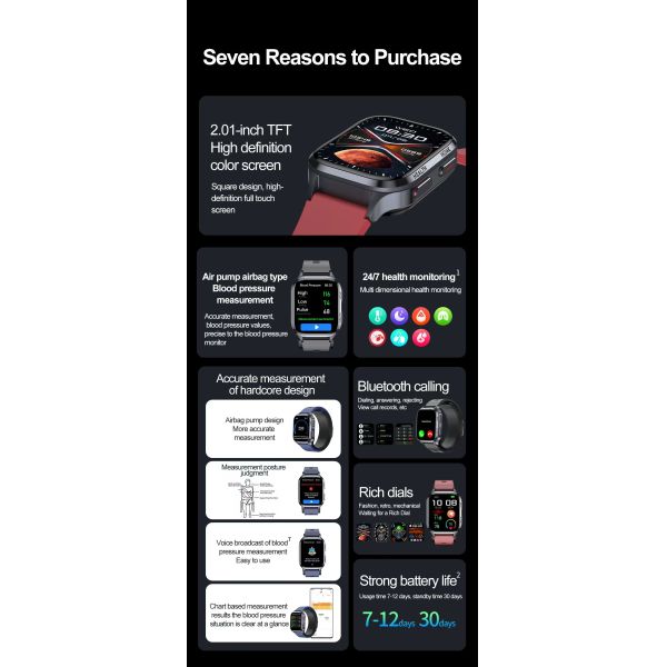 S18 Bombilla de aire Presión arterial Salud Reloj inteligente con monitor de oxígeno en sangre Ácido úrico