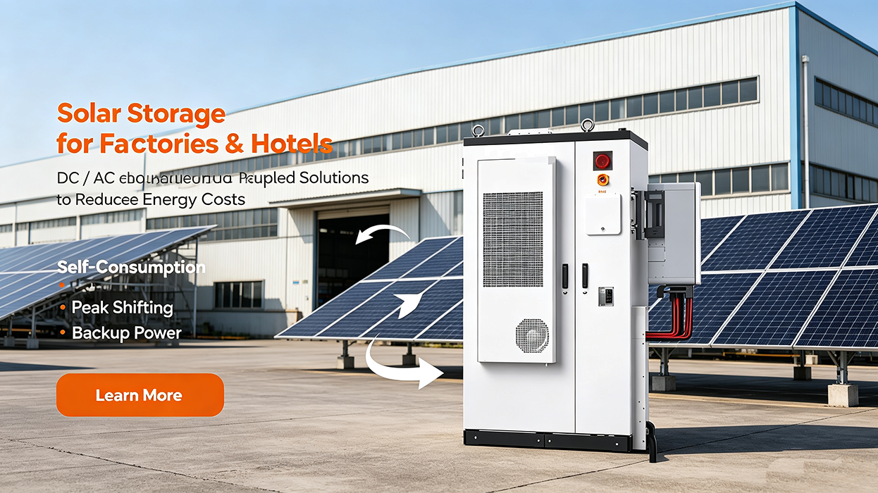 DC & AC Coupled Commercial Energy Storage Max 97.5% Efficiency Hotel Factory Solar Backup Power System