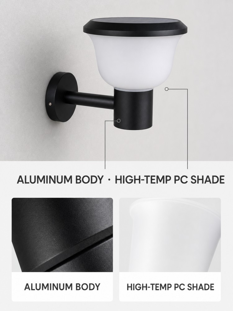5W LED Solar Wall Sconce IP65 Waterproof for Villa Courtyard Garden Patio Porch Decor