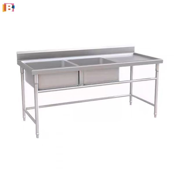 Restaurant Stainless Steel Catering Sink 304SS Commercial Double Sink