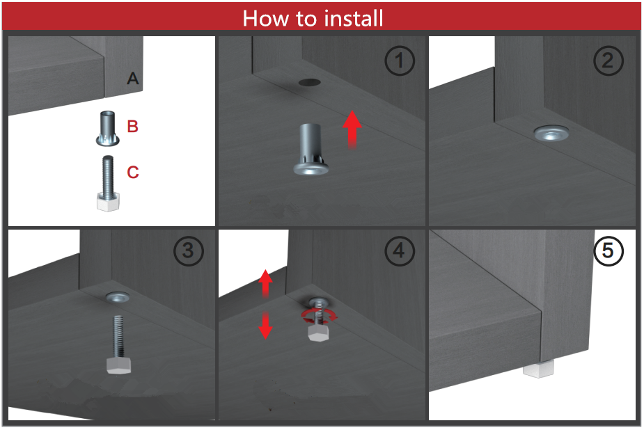 Iron Metal Type Home Table Leg with Anti Scratch Rubber Feet Modern Design Adjustable