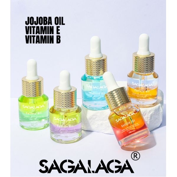 SAGALAGA 13 Scented Glass Nail Cuticle Oil 15ML Bottle With Dropper Amazing Double Layer Moisturizing Oil for Dry Cuticles
