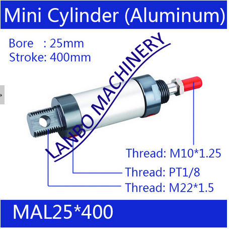 MAL Series 100mm Stroke 25mm Bore Aluminum Alloy Mini Air Cylinder