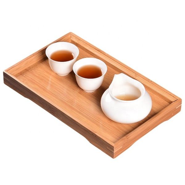 Customized Natural Solid Wood Bamboo Food Cutlery Tray in Different Sizes and Shapes