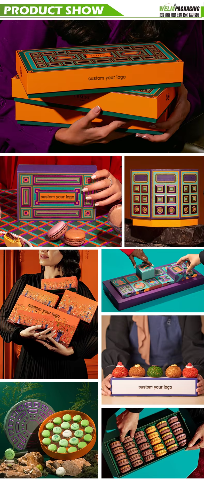 Envasado de pasteles regalo Biodegradable Verde Blanco Alto Mini Bocadillo de boda