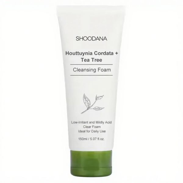 Espuma Limpiadora Personalizada con Logotipo de Houttuynia Cordata con Árbol de Té para Control del Acné y Eliminación de Puntos Negros, Limpiador Facial Suavemente Ácido