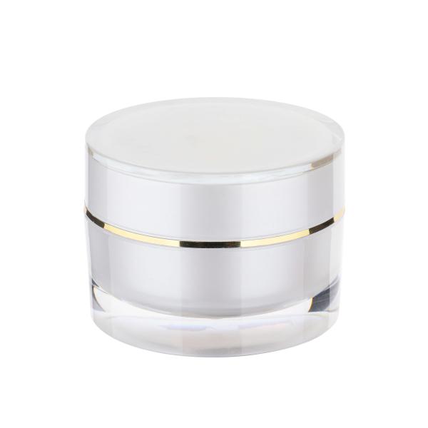 Tarro acrílico transparente personalizable, plástico blanco, tapa con borde dorado, para crema/mascarilla/crema para ojos, 5g 10g 20g 30g 50g