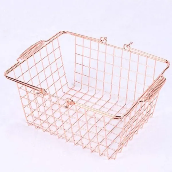 Fábrica de la Rosa de Oro de Supermercado de Metal Cesta de compras Cosmética Tienda de compras Cesta
