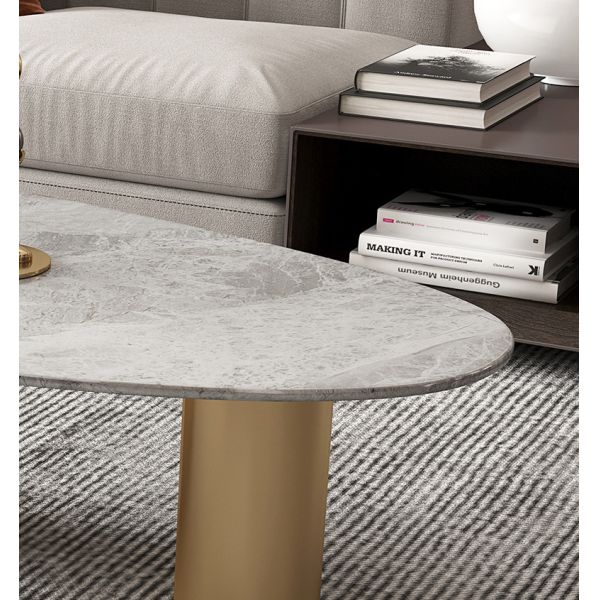 130cm Rock Coffee Table 7 Mohs Hardness Rock Plate Oval Coffee Table Impermeable