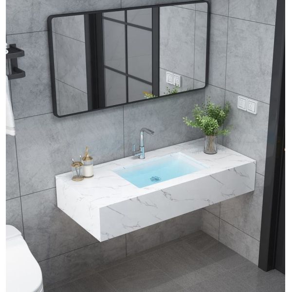 Modern Wall Hung Cabinet , Marble Double Sink Bathroom Vanity