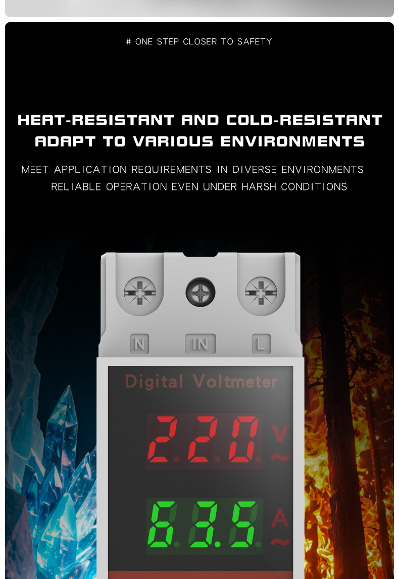 ZSC45-2042VA DIN Rail Single-Phase Digital Household AC Current and Voltage Meter Dual Display 220V/380V