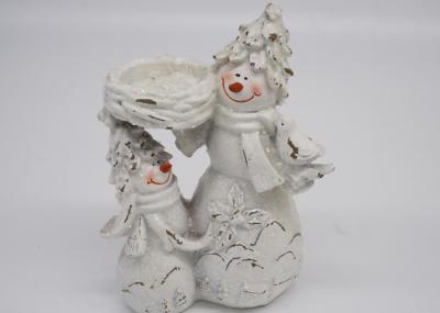 Decoration Christmas Snowman Candle Holder Polyresin Material White Color